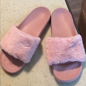 Fuzzy Pink Slide Ons